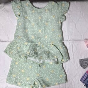 Member’s Mark Playwear Set Mint Green Floral Baby Outfit 2T